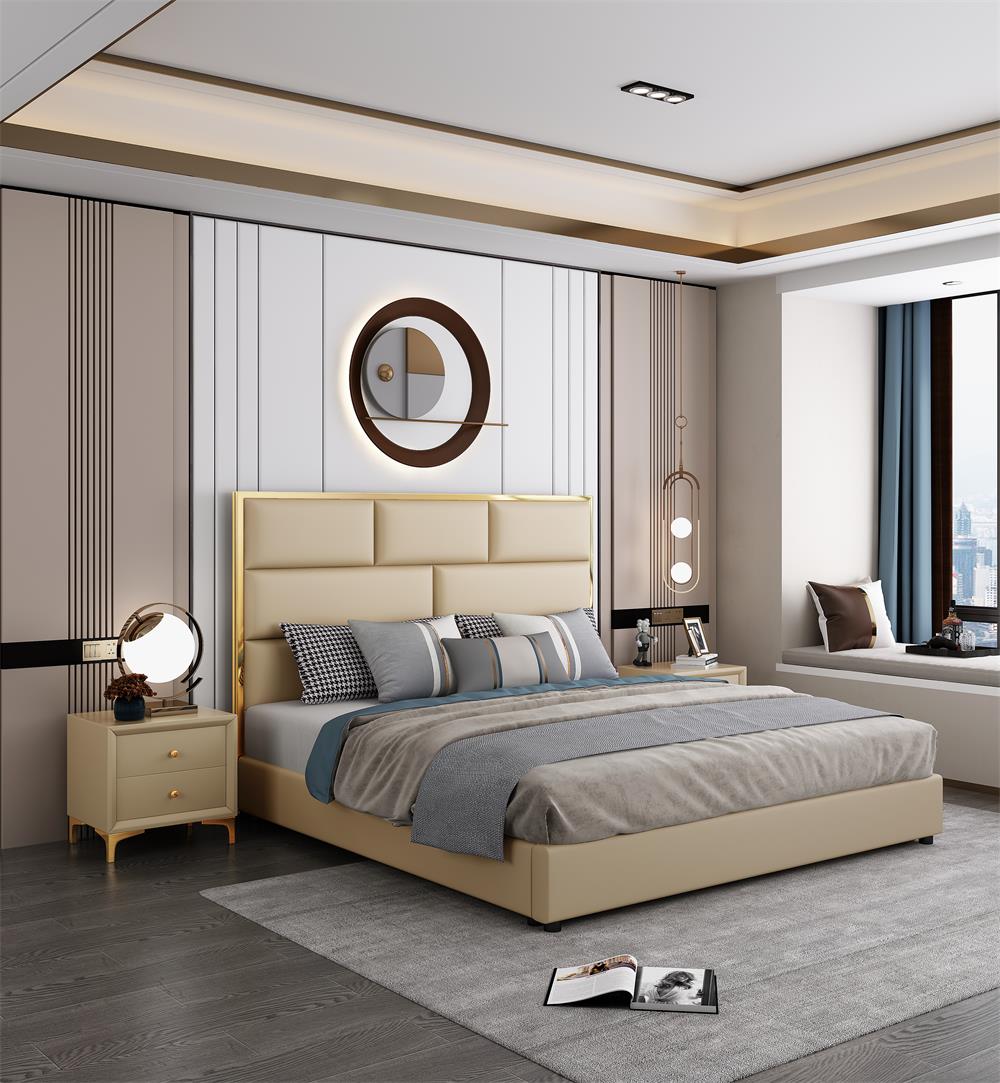 Luxury Bedroom Furniture Beds Upholstered Modern Wood Bed Room Set Fur – La  Moderno