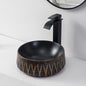 Antique small size countertop lavabo black brown color modern ceramic hand wash art basin bathroom sink