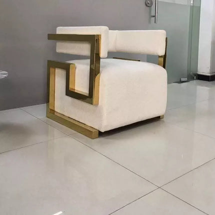 Luxury Living Room Gold Stainless Steel Accent Chair Faux Fur Upholster Lounge Chair For Hotel Home
