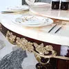 luxury antique European style round white marble top dining table set 6 chairs dining table set