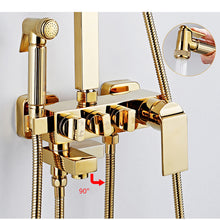 Charger l&#39;image dans la galerie, Gold Shower Set Luxury shower system 360 degree Rotating 4 Water Modes PVD Plating
