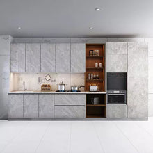 Charger l&#39;image dans la galerie, Gray bespoke new design rock slab modular kitchen cabinet
