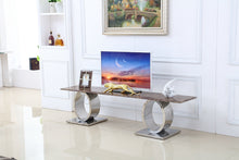 Lade das Bild in den Galerie-Viewer, Luxury Home Marble Top Brushed Stainless Steel Base TV Stand
