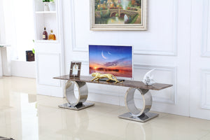 Luxury Home Marble Top Brushed Stainless Steel Base TV Stand