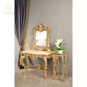 Design Classic Style Luxury Golden Glass Dresser Bedroom Furniture