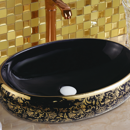 luxury bathroom black gold ceramic wash basin bathroom ceramic sink toilet wash basin