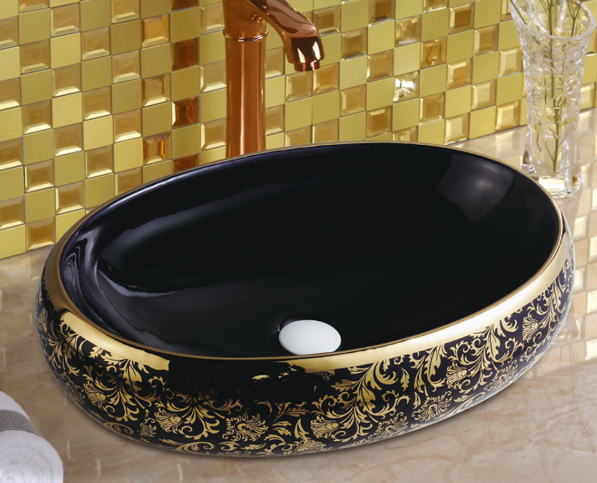 luxury bathroom black gold ceramic wash basin bathroom ceramic sink toilet wash basin