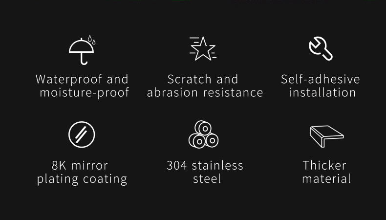 304 Stainless steel Metal Trimmer Border Flat waterproof and Moisture proof Trim for Wall Accent