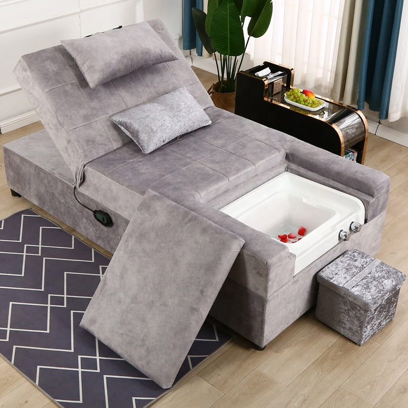Electric Recliner Sofa Bed with Basin Bowl Tub Foot Massage Luxury Spa Pedicure Chair