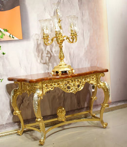 Retro Luxury Porch Italian Classic Console Golden Copper Corridor Console Table