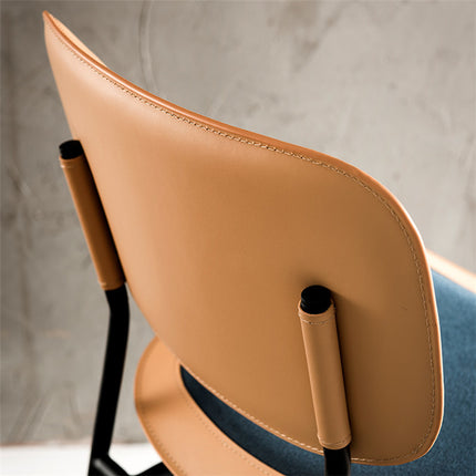 Tabouret de bar haut de style minimaliste, chaise individuelle en cuir de selle, modèle de salle de bain, tabouret de bar luxueux et lumineux 