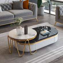 Charger l&#39;image dans la galerie, Coffee Table Stainless Marble Top Elegant Design
