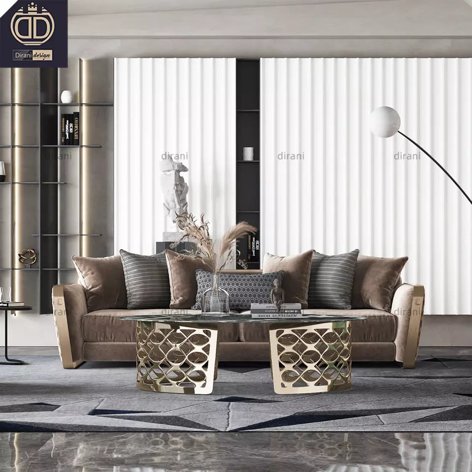 Foshan voyage custom color villa velvet fabric sofa set modern Italian luxury villa furniture sofa