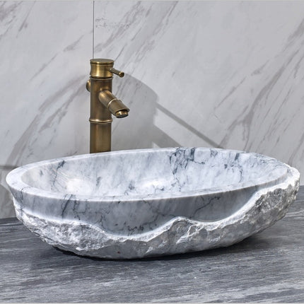 Carrara natural stone bathroom sinks white marble wash basin Table Top