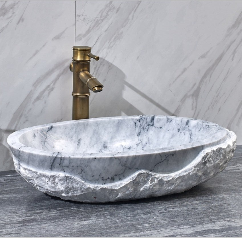 Carrara natural stone bathroom sinks white marble wash basin Table Top