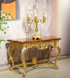 Retro Luxury Porch Italian Classic Console Golden Copper Corridor Console Table