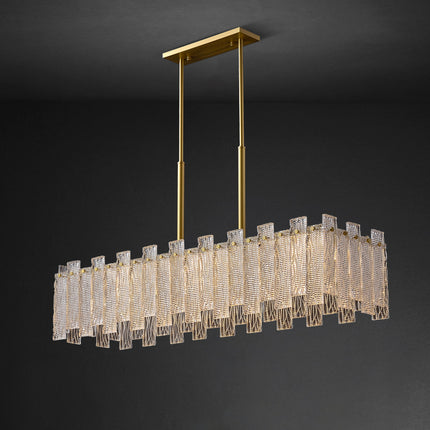 Luxury Modern Home Decorative Pendant Light Hammer Glass Rectangular droplight Gold Rectangle Crystal Chandeliers