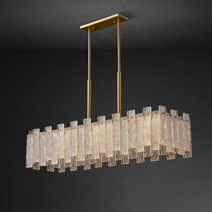 Luxury Modern Home Decorative Pendant Light Hammer Glass Rectangular droplight Gold Rectangle Crystal Chandeliers