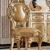 Load image into Gallery viewer, golden foil hand carved Italian style dining room furniture round dining table
