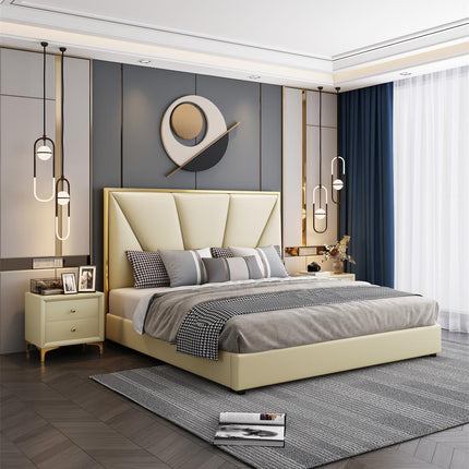 Latest Luxury Modern Simple Bed Room Furniture Bedroom Set Bed Frame Solid Wooden  King Size Fabric Bed