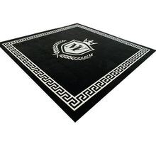 Load image into Gallery viewer, Hand Tufted Carpet Leather Logo Washable design custom black white
