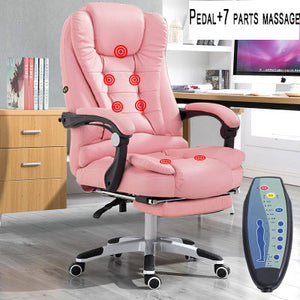 Massage soft ergonomic office furniture executive chair lie down boss PU luxury black leather office chair with footrest