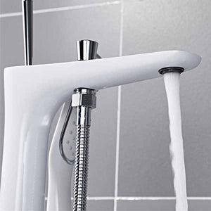 White Chrome Bathroom Floor Standing Mount Bath Tub Sink Faucet Mixer