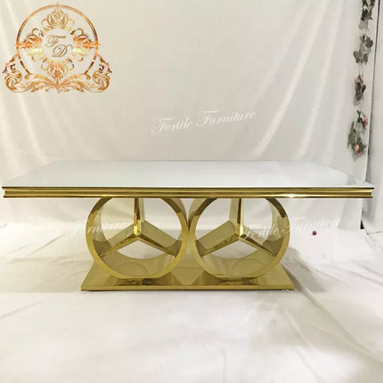 White Glass Sweetheart Gold Dining Table