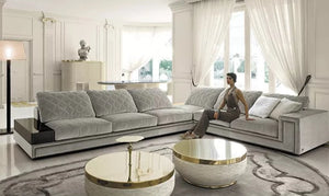 Italian luxury marble coffee table round stainless steel coffee tables furniture living room bowl shape tea center table