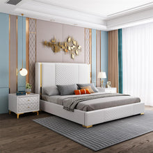 Charger l&#39;image dans la galerie, Modern Bedroom Storage Leather Bed Custom Made Furniture  Adult bed Substantial and comfortable woodenbed
