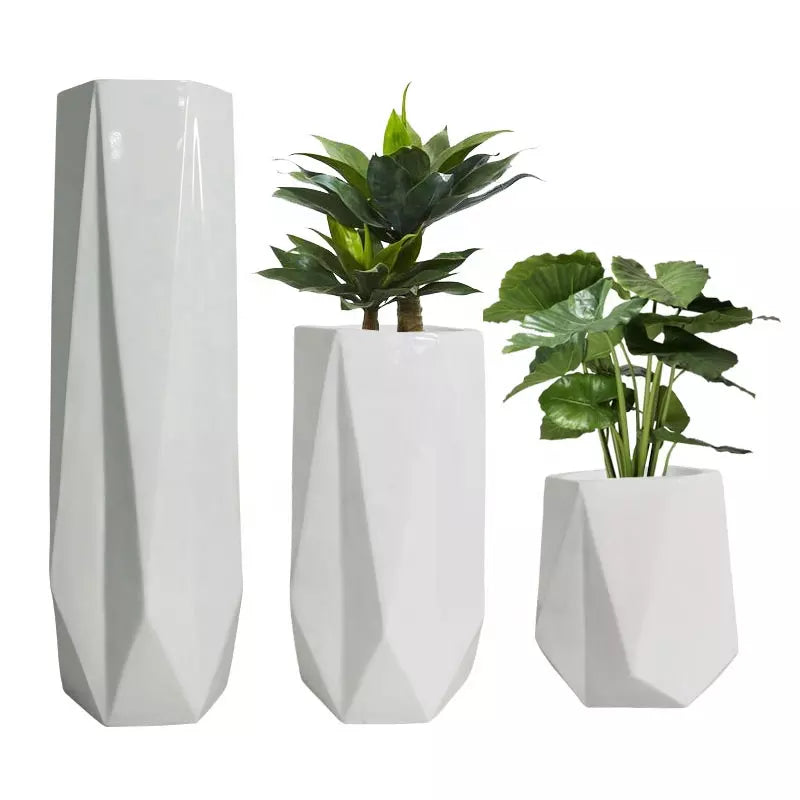 Nordic Modern Home Decor Irregular Flower Vase Fiberglass Big Garden Plant Pots Flower Planter