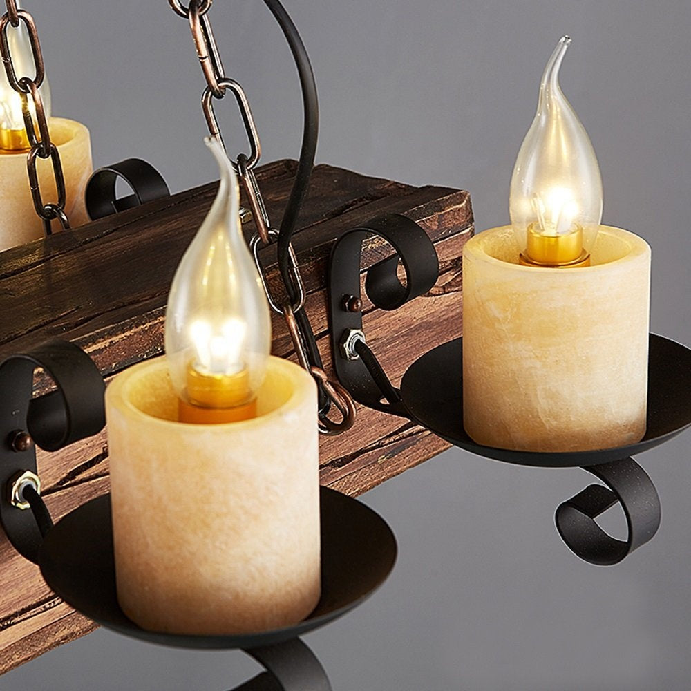 loft Hanging retro Chandelier Rustic Candlestick Pendant wood Antique lights Creative Led Vintage boat Wooden home lamp lighting
