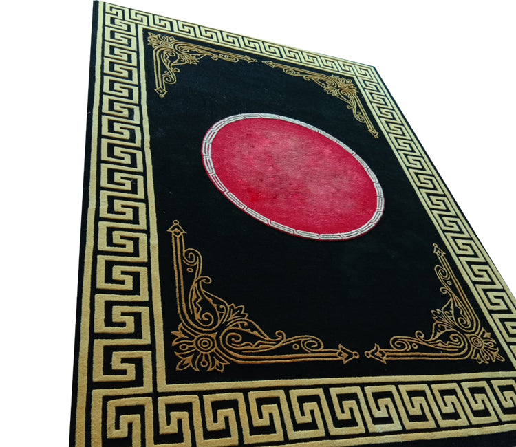 Hand tufted Carpet Wool Silk materials black gold high quality rugs