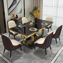 Load image into Gallery viewer, Marble top Panel tables and velvet chairs dinning room furniture dining tables set
