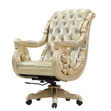 Charger l&#39;image dans la galerie, American style office furniture solid woodEuropean gold leather comfortable executive chair
