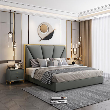 Latest Luxury Modern Simple Bed Room Furniture Bedroom Set Bed Frame Solid Wooden  King Size Fabric Bed