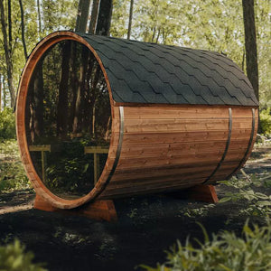 Dome wooden steam red light infrared sauna room corner double home glass panoramic outdoor sauna room