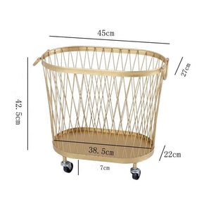 Simple Elegant Laundry Organizer Made of Iron Clothes Basket with wheels