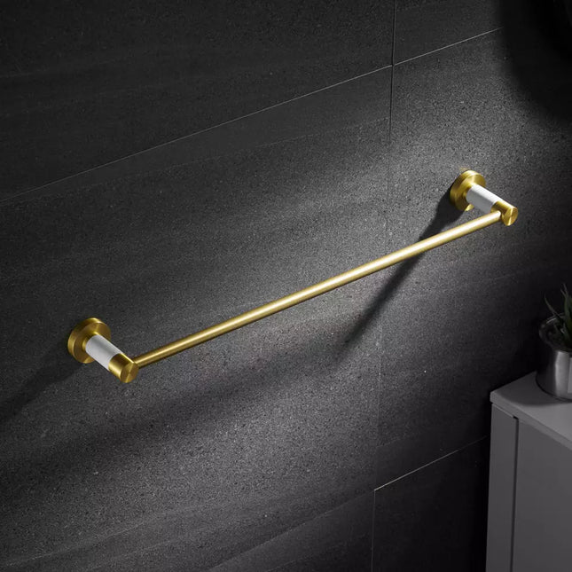 Nordic luxury bathroom accessories towel bar marble brushed gold wall-mounted single-bar towel rack
