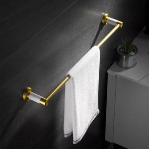 Nordic luxury bathroom accessories towel bar marble brushed gold wall-mounted single-bar towel rack