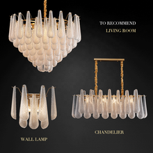 Load image into Gallery viewer, Nordic Design Restaurant Modern Hanging Lamp Frost Glass Brass chandelier pendant light
