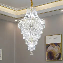 Modern Luxury Multi-layer K9 Crystal Pendant Light Villa Hotel Lobby Project Large Round Chandelier Light