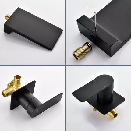 Wall mount in wall hot and cold waterfall bathroom vanity basin sink faucet from wall