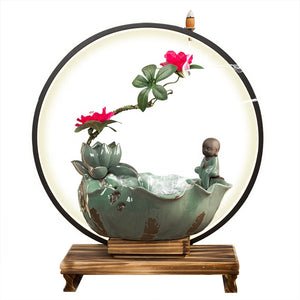 New Classical/Post-modern Style Living Room Lotus Leaf Flowing Water Ring Light Lamp For Decorative Tabletop Fountain