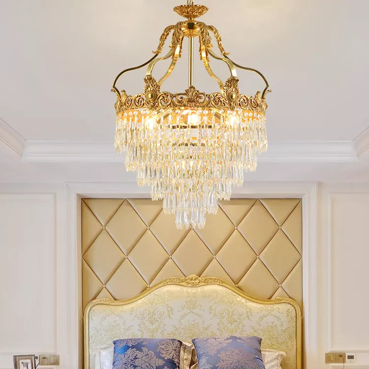 French Luxury Dining Room Bedroom Decoration Modern Brass Led Crystal Chandelier Pendant Light