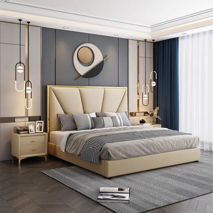Latest Luxury Modern Simple Bed Room Furniture Bedroom Set Bed Frame Solid Wooden  King Size Fabric Bed