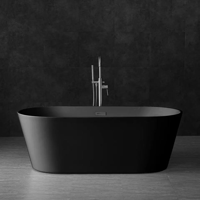 Black Freestanding Bathtub 150cm Acrylic Fiberglass 10mm Thick