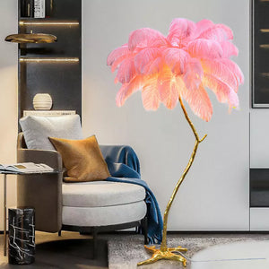 Modern minimalist ins living room decoration resin floor lamp bedroom light luxury atmosphere feather lamp
