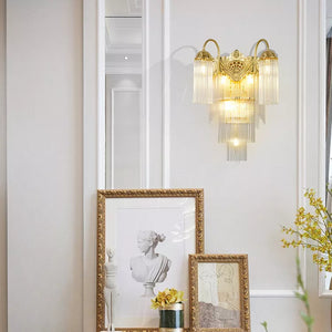 Latest French Style Elegant Design Home Decor Living Room Bedroom Led Glass Brass Wall Light