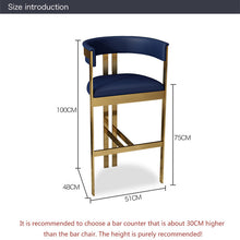 Charger l&#39;image dans la galerie, Modern gold swivel metal leather high chair furniture, gold chair stainless steel, stool bar metal
